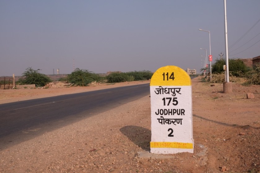 Mile marker en route from Jodhpur to Jaisalmer