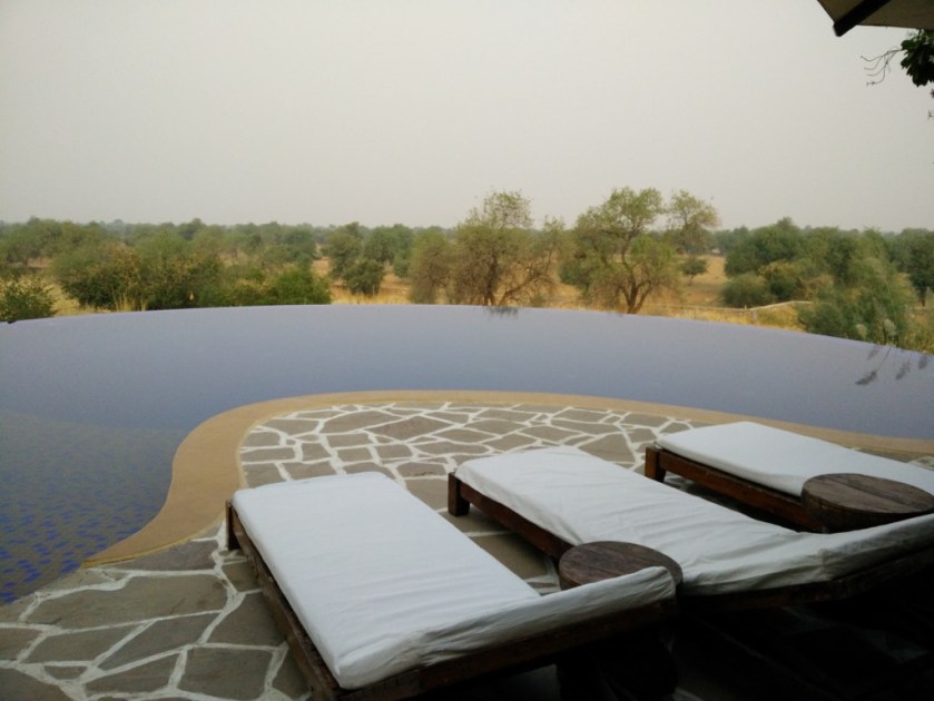The infinity pool at luxurious Mihirgarh, Jaisalmer