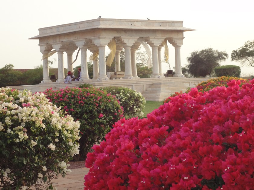 Beautiful marble pavilion in the lawns at Umaid Bhawan Palace, Jodhpur