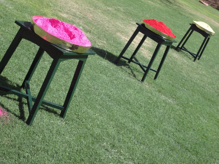 Trays of colour await - Holi at the Umaid Bhawan Palace, Jodhpur