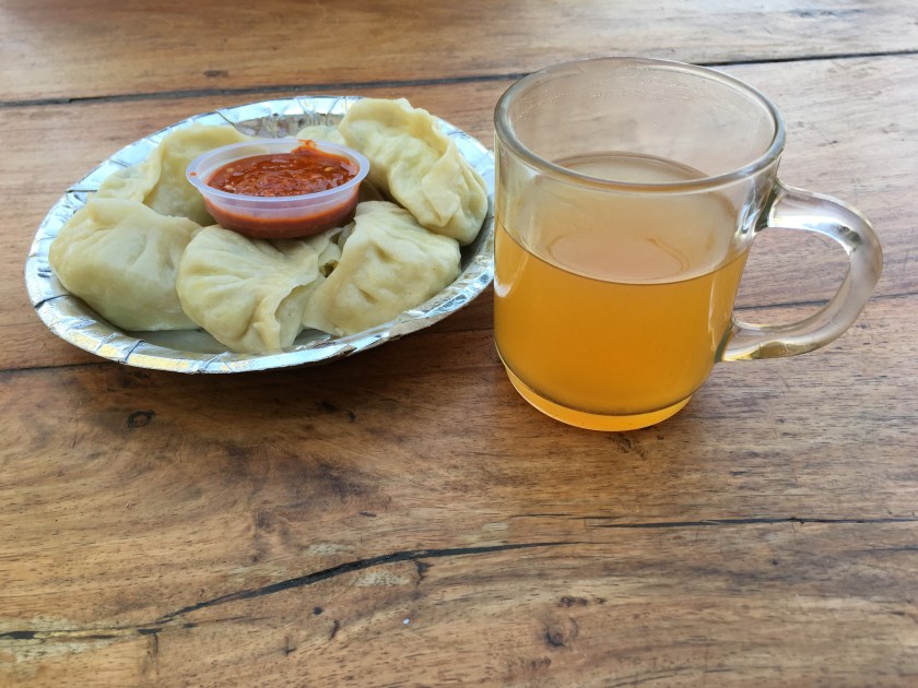 Momos and lemon ginger tea - Tip Top, Char Dukan, Landour, Uttarakhand, India